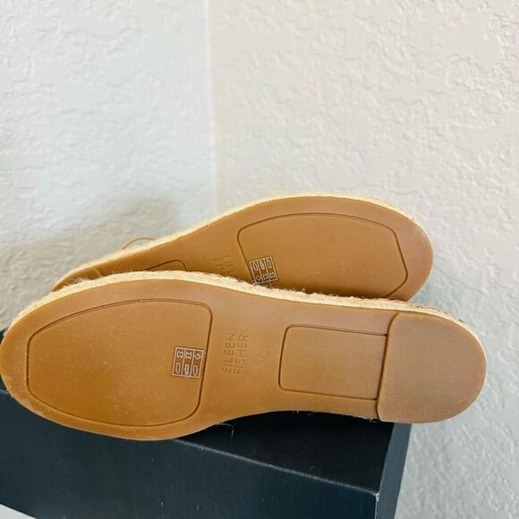 Eileen Fisher Lace-Up Leather Espadrille Sandal, Toffee Cream Pink Size 8, NWT - Picture 6 of 16